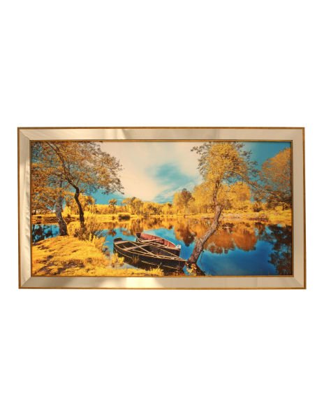 Ayna Çerçeveli Sonbahar ve Nehir Tablo 70x130 CM