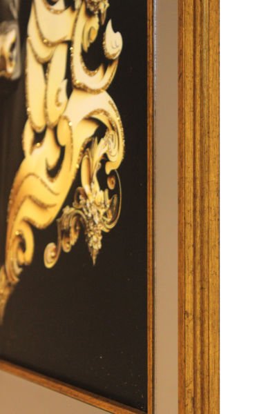 Ayna Çerçeveli Gold Detaylı Boğa Kare Tablo 70x70 CM