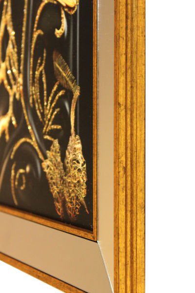 Ayna Çerçeveli Gold Detaylı Zürafa Kare Tablo 70x70 CM