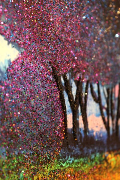 Ayna Çerçeveli Gökkuşağı Ağaçlar Tablo 110x80 CM