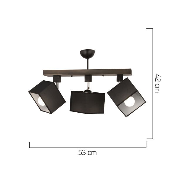 Grande 3Lü Siyah Modern Koridor Mutfak Salon Plafonyer Avize