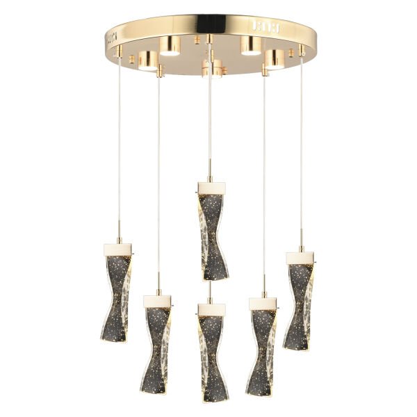 Asia 6 Lı Gold Kaplama 3 Renkli 85 Watt Ledli Modern Tasarım Oturma Odası,Genç Odası,Yatak Odası,Salon Sarkıt Led Avize