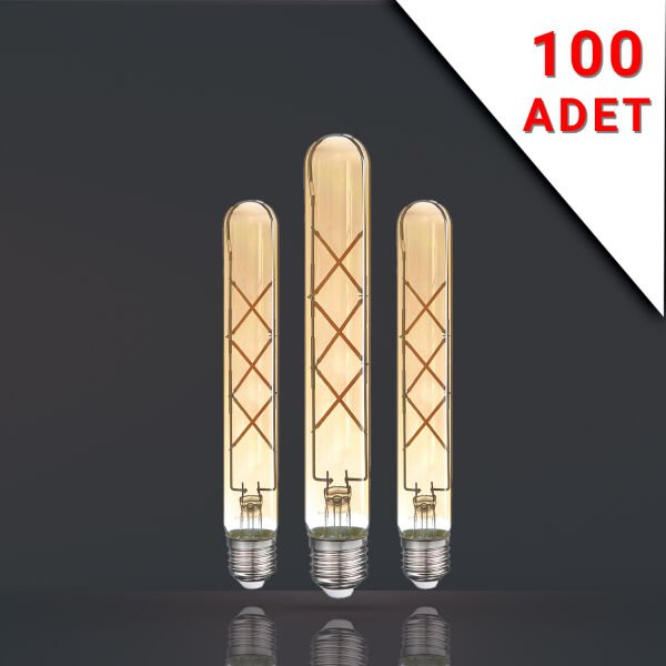 100 ADET LED FİLAMANLI E27 RUSTİK AMPUL 6 WATT 2500k GÜN IŞIĞI T30-T185