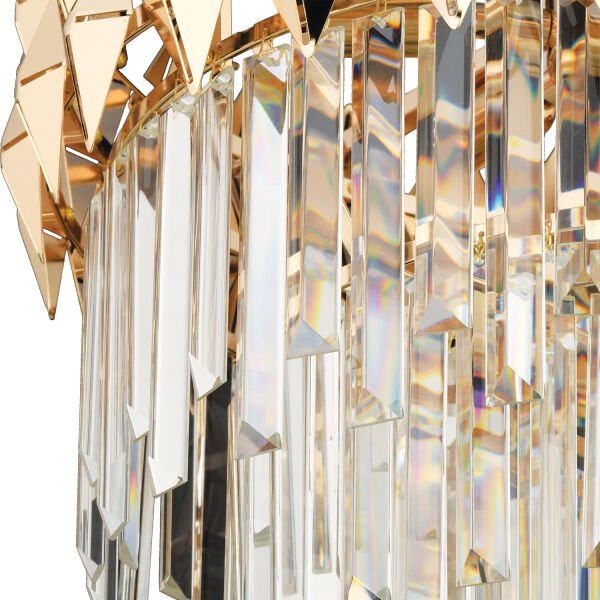 Rodya 50'lik Yuvarlak Gold Kristal Taşlı Modern Oturma Odası Salon Sarkıt Avize