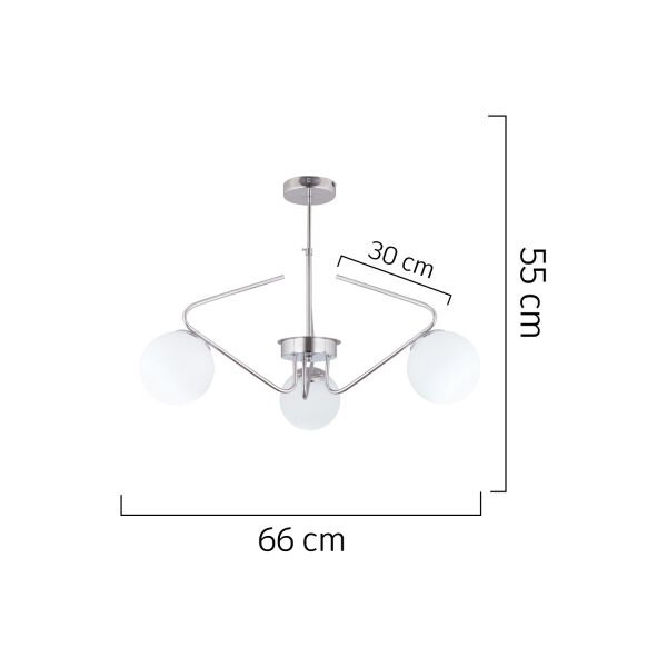Mildred 3'lü Krom Beyaz Camlı Modern Sarkıt Genç Odası Mutfak Yatak Odası Salon Sarkıt Avize