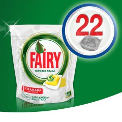 Fairy Hepsi Bir Arada 22 Yıkama Bulaşık Makinesi Deterjanı Kapsülü Limon Kokulu