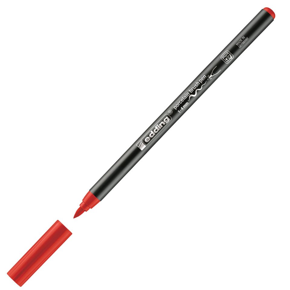 Edding Porselen Kalemi Fırça Uçlu 1-4 MM Kırmızı 4200