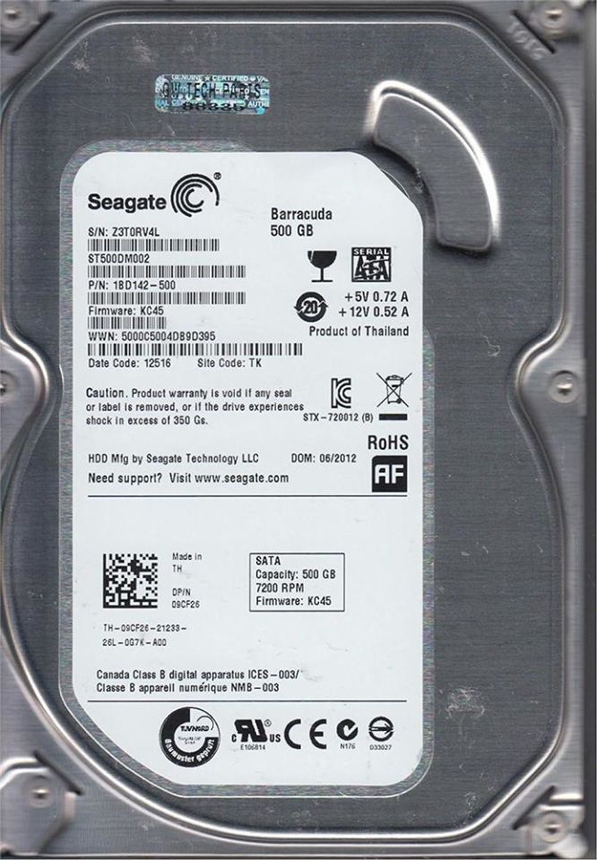 Seagate  ST500DM002 500GB BarraCuda SATA 3.0 7200 RPM 3.5'' Harddisk (İthalat)