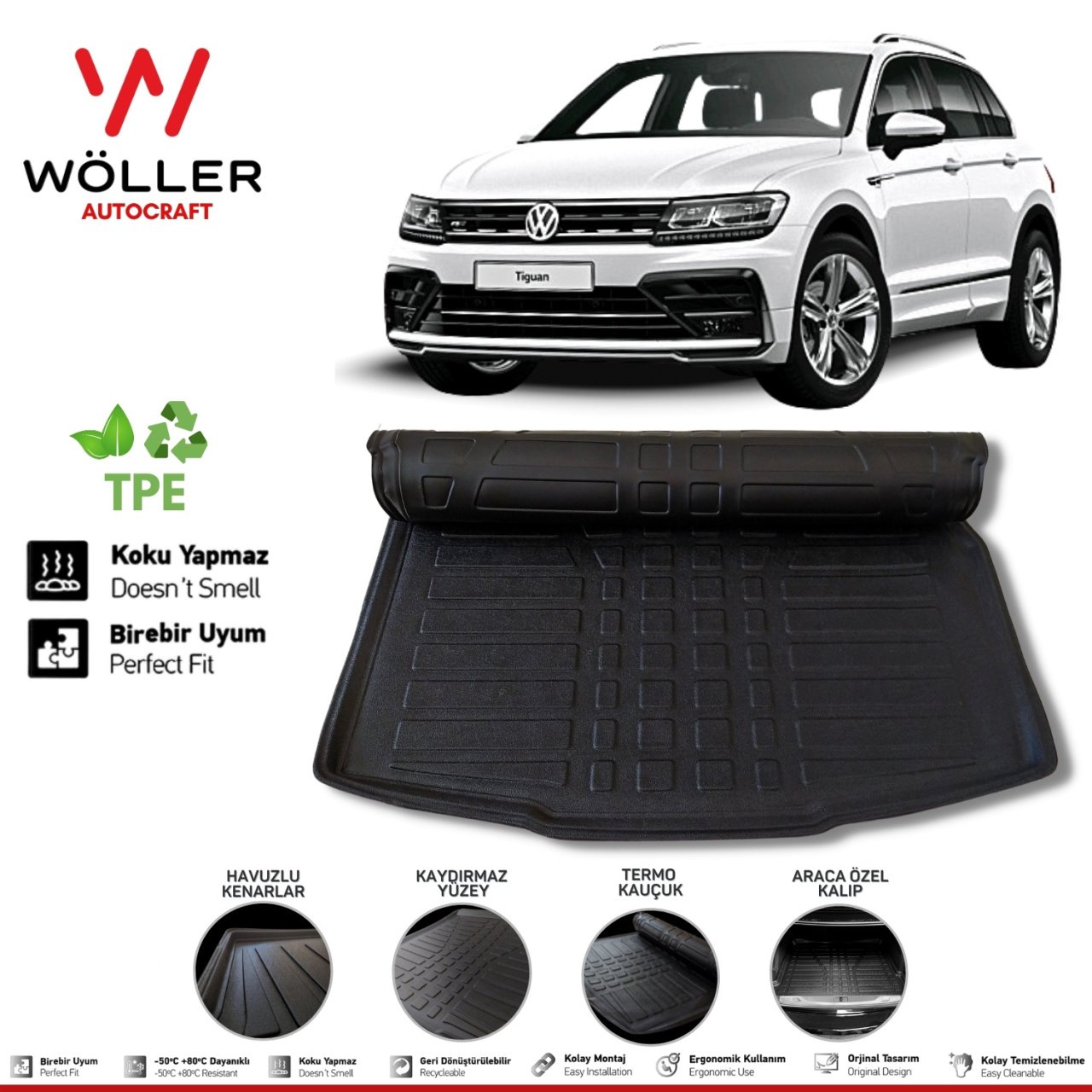 Volkswagen Tiguan Bagaj Havuzu 2016 2023 Arası 3D Wöller Ultralflex Esnek