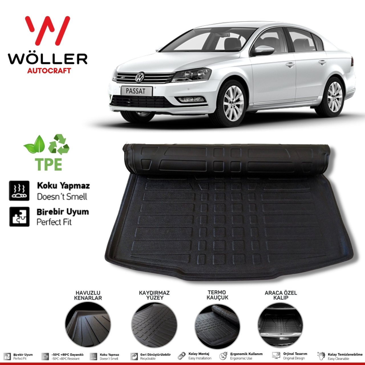 Volkswagen Passat B7 Bagaj Havuzu 2011 2014 Arası 3D Wöller Ultraflex Esnek