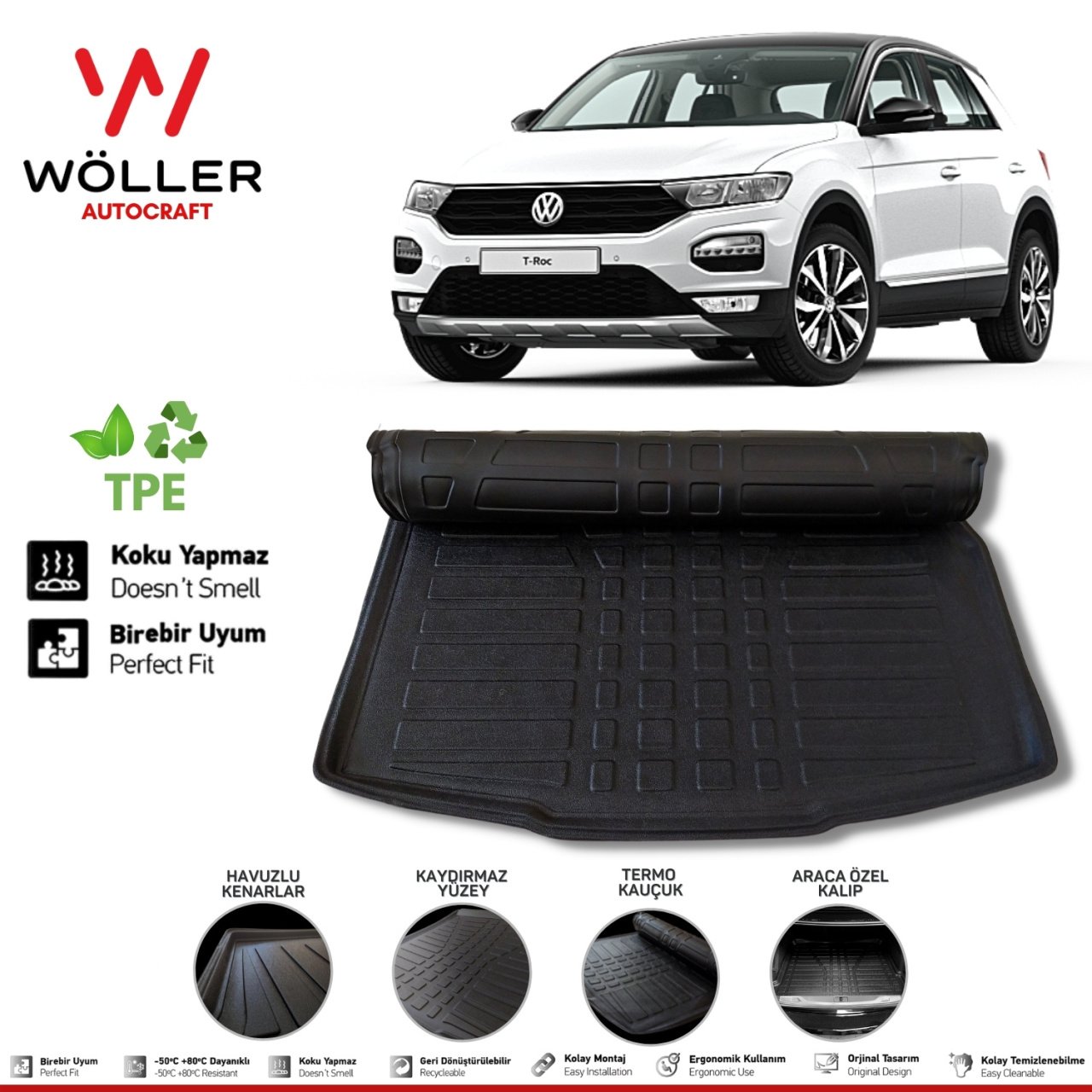 Volkswagen T Roc Bagaj Havuzu 2016 Sonrası 3D Wöller Ultraflex Esnek