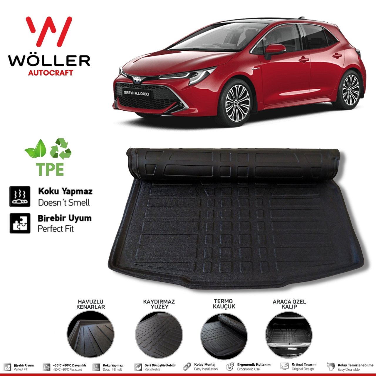 Toyota Corolla Hatchback Bagaj Havuzu 2019 2023 Arası 3D Wöller Ultraflex Esnek