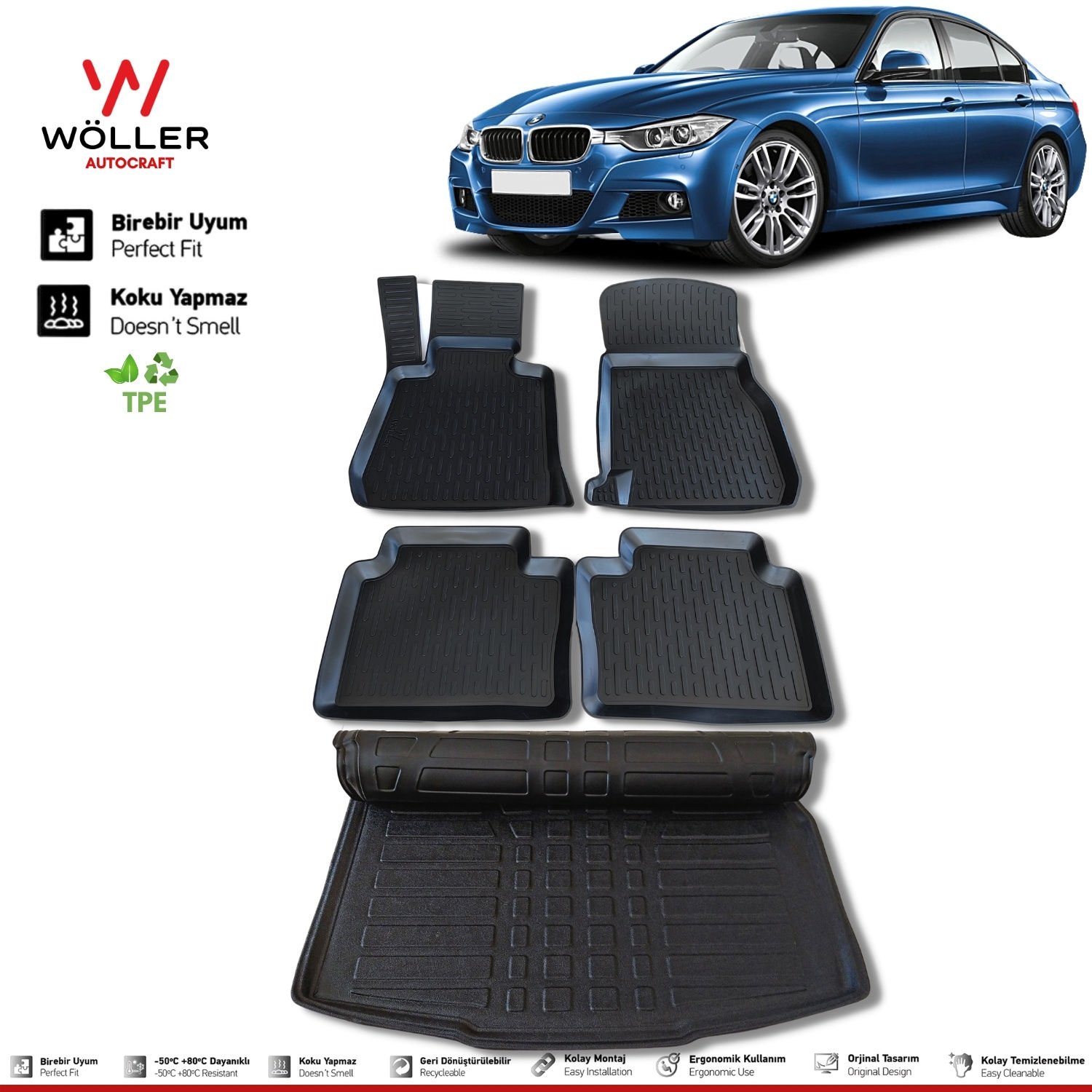 Bmw F30 Paspas Bagaj Havuzu 3 Serisi 2012 2019 Arası 3d Ultraflex Set