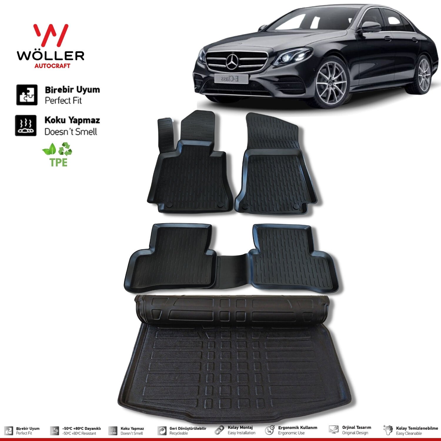 Mercedes E W213 Paspas Bagaj Havuzu 2014 2021 Arası 3d Ultraflex Set