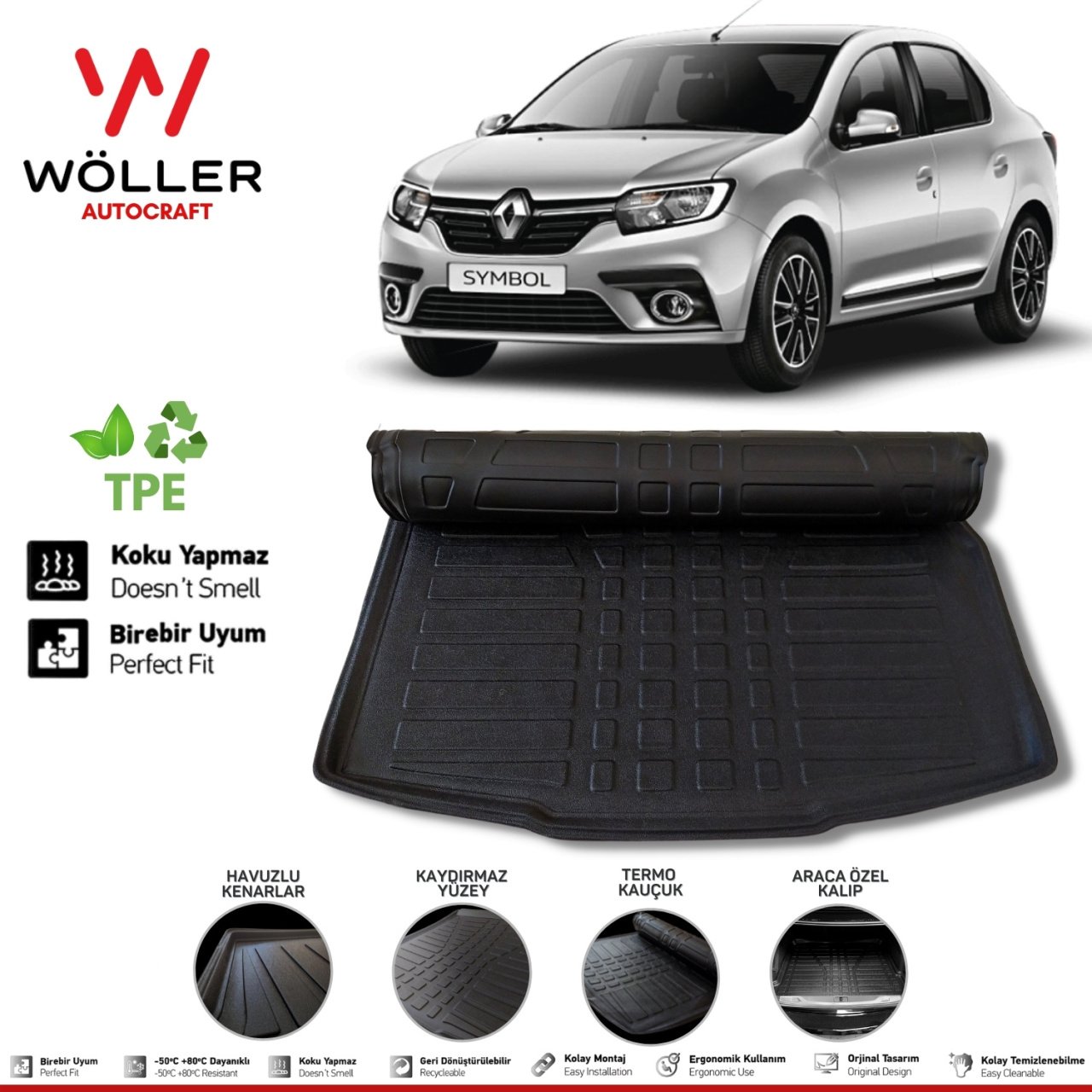 Renault Symbol Bagaj Havuzu 2013 2020 Arası 3D Wöller Ultraflex Esnek