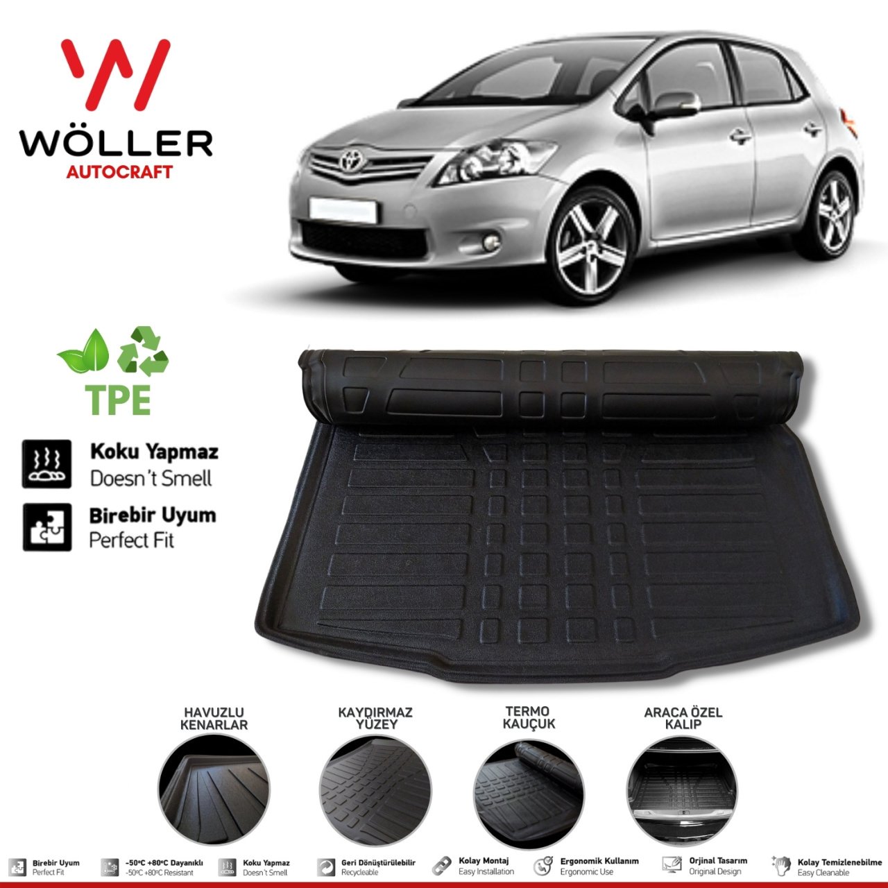 Toyota Auris Bagaj Havuzu 2007 2012 Arası 3D Wöller Ultraflex Esnek