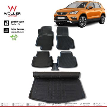 Seat Ateca Paspas Bagaj Havuzu Set 2017 2024 Arası Uyumlu 3d Ultraflex Set