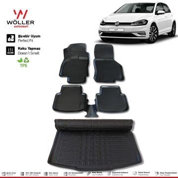 Volkswagen Golf 7 Paspas Bagaj Havuzu 2012 2020 Arası 3d Ultraflex Set