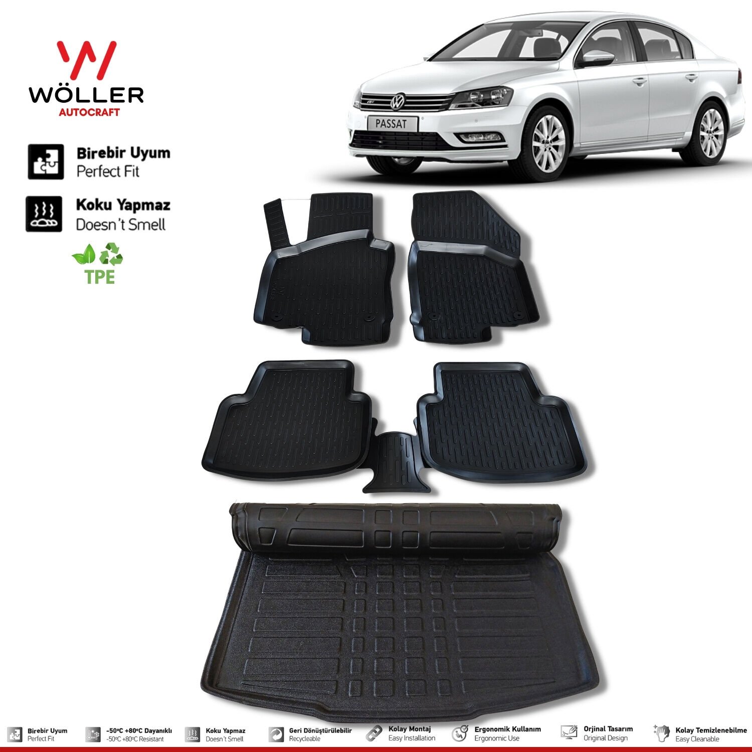 Vw Passat B7 Paspas Bagaj Havuzu 2011 2014 Arası 3d Ultraflex Set