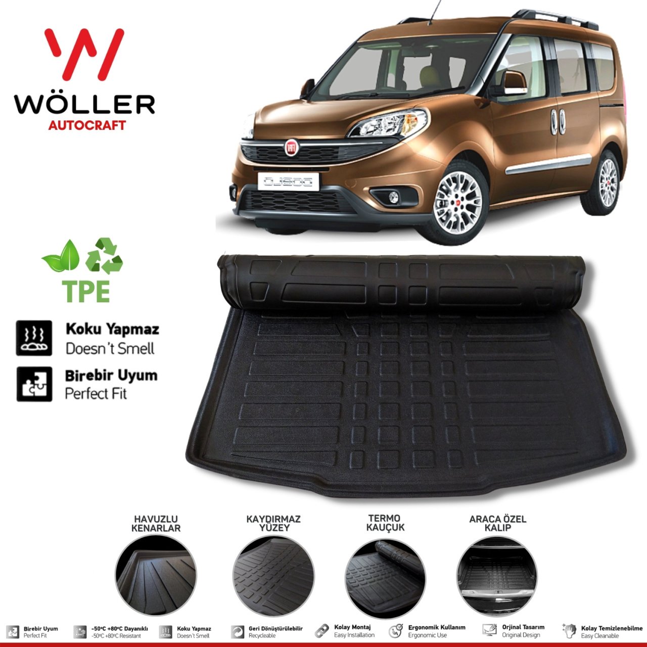 Fiat Doblo Bagaj Havuzu 2010 Sonrası 3D Wöller Ultraflex Esnek