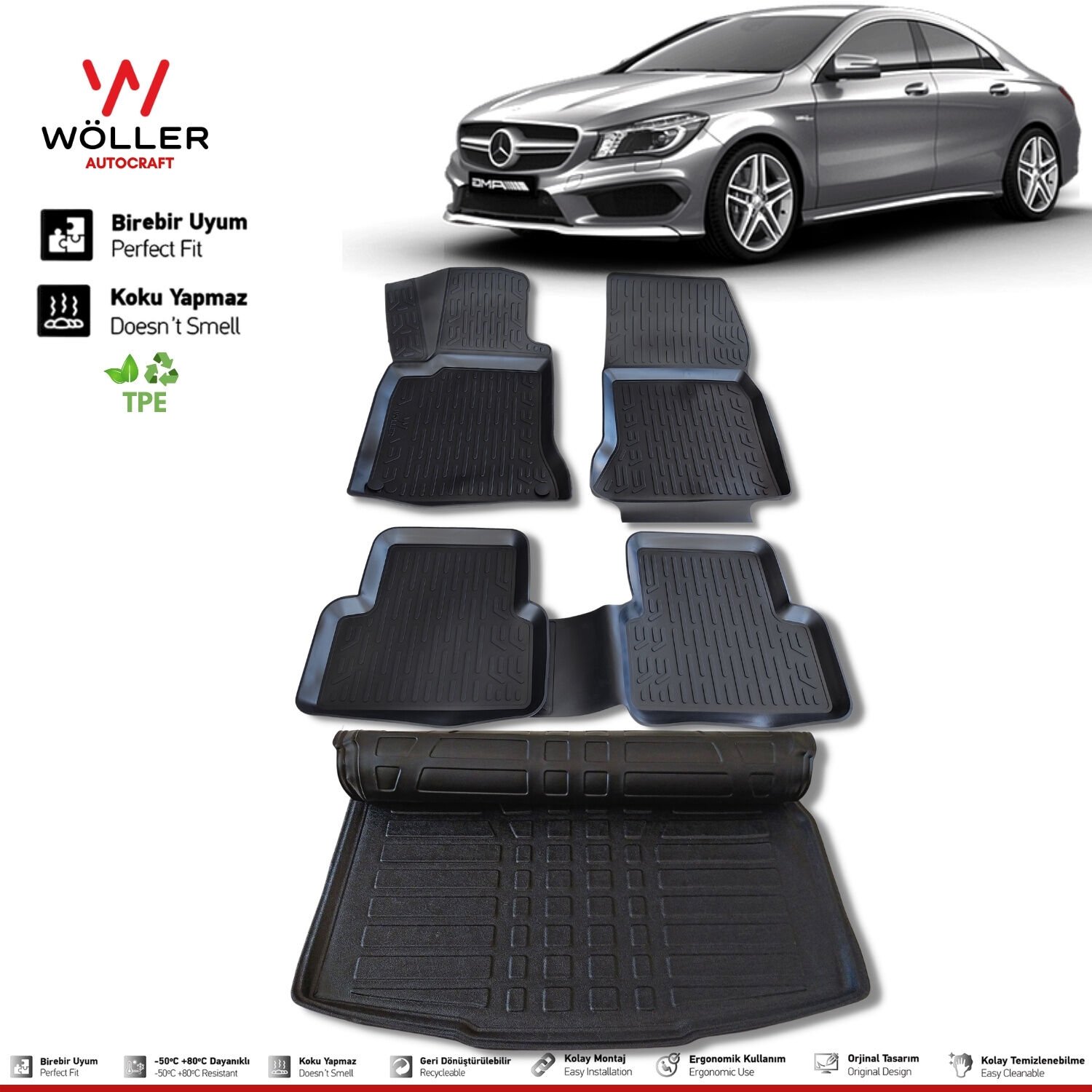 Mercedes Cla Paspas Bagaj Havuzu 2013 2018 Arası 3d Ultraflex Set