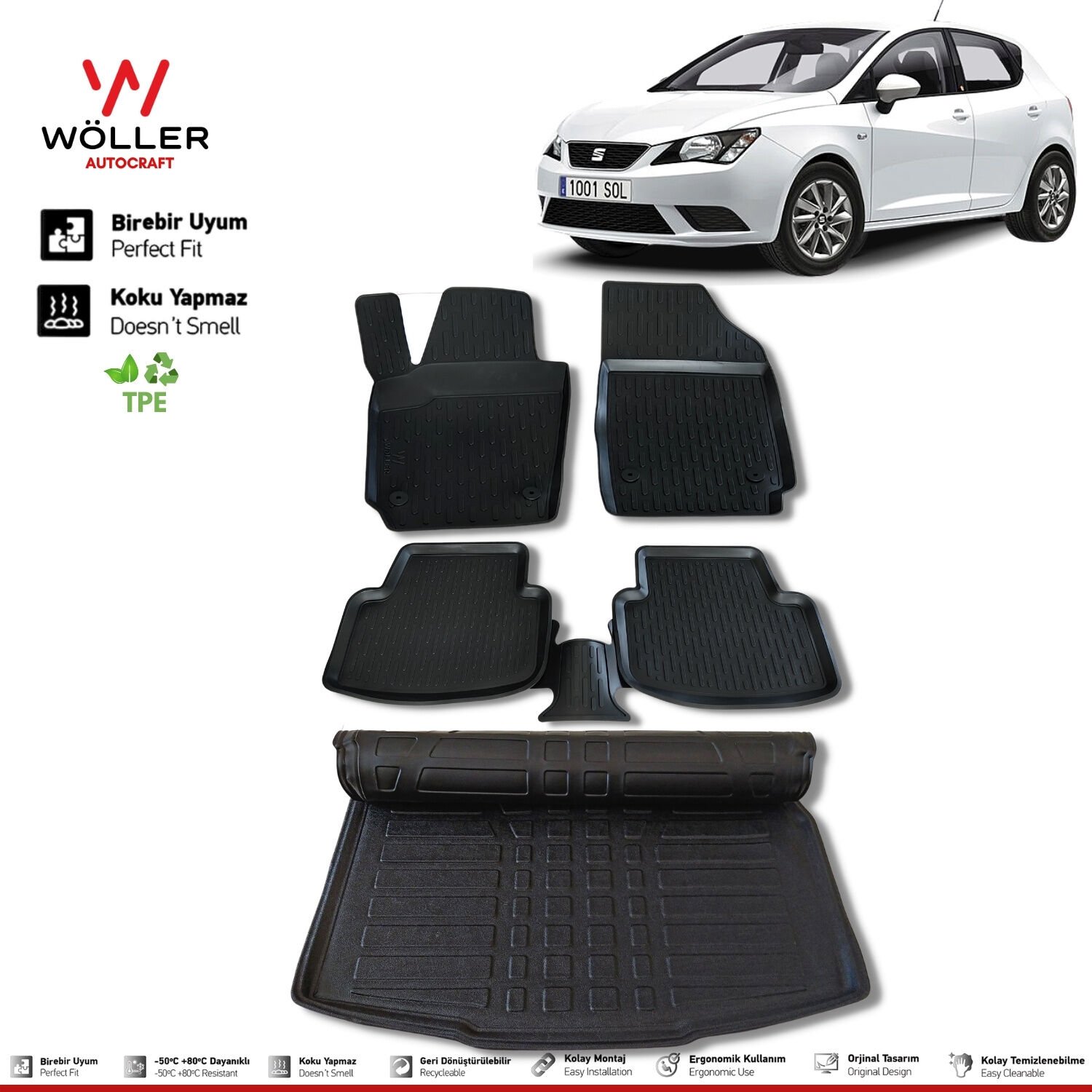 Seat Ibiza Paspas Bagaj Havuzu Set 2017 Sonrası Uyumlu 3d Ultraflex Set