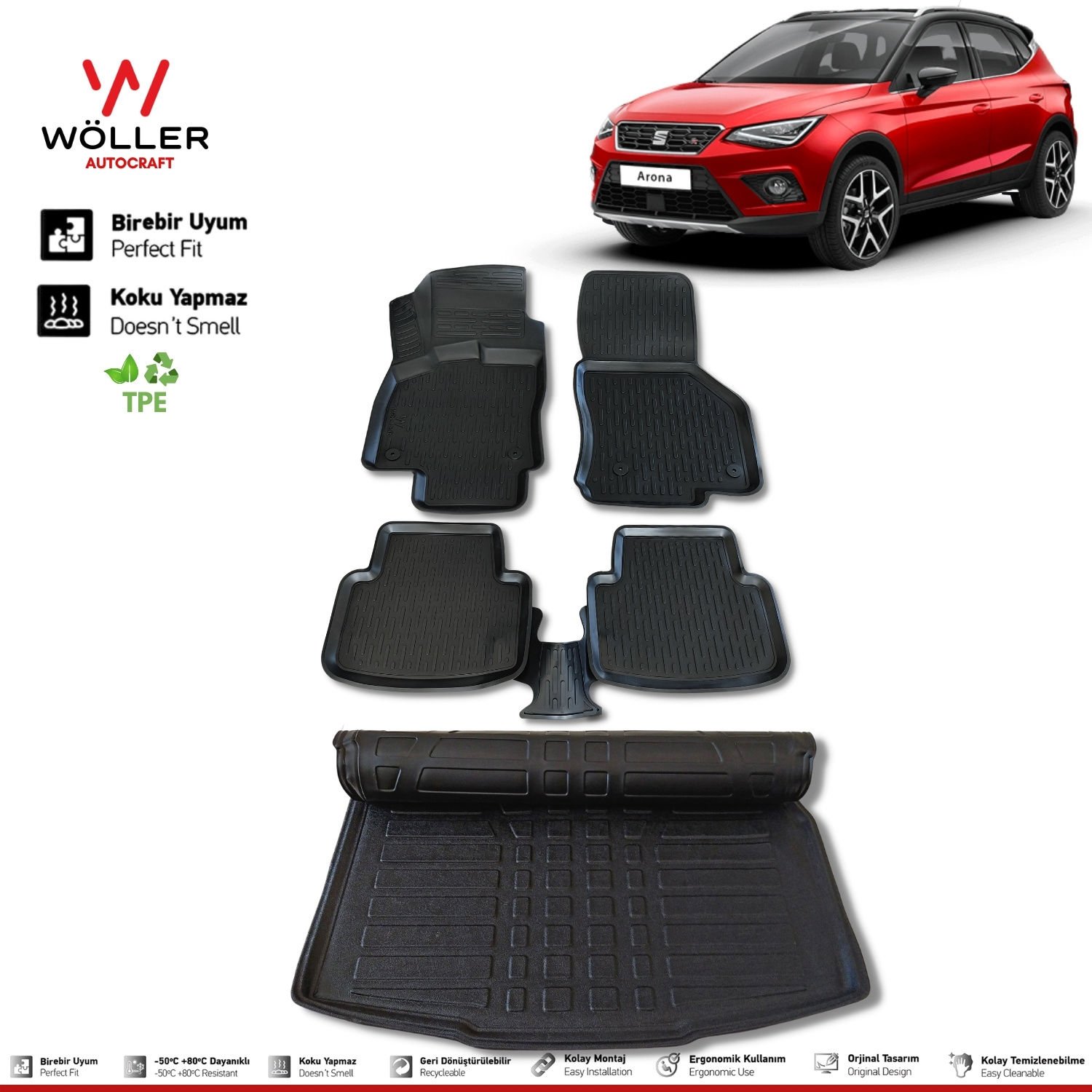 Seat Arona Paspas Bagaj Havuzu Set 2017 Sonrası Uyumlu 3d Ultraflex Set