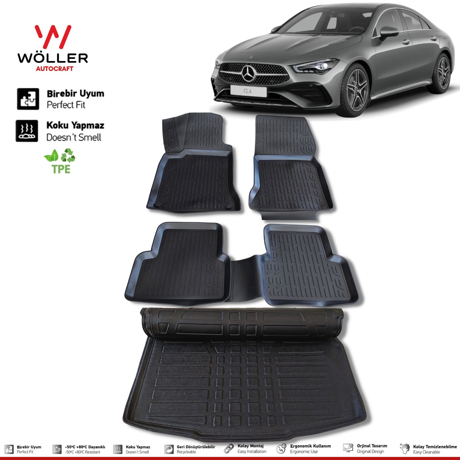 Mercedes Cla Paspas Bagaj Havuzu Set 2019 2024 Arası 3d Ultraflex Set