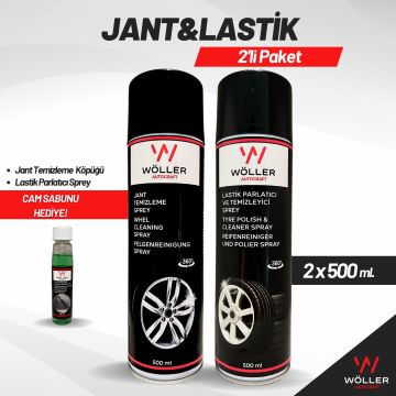 Wöller Lastik Parlatıcı Sprey ve Jant Temizleme Köpüğü 2'li Paket 2x500 Ml.