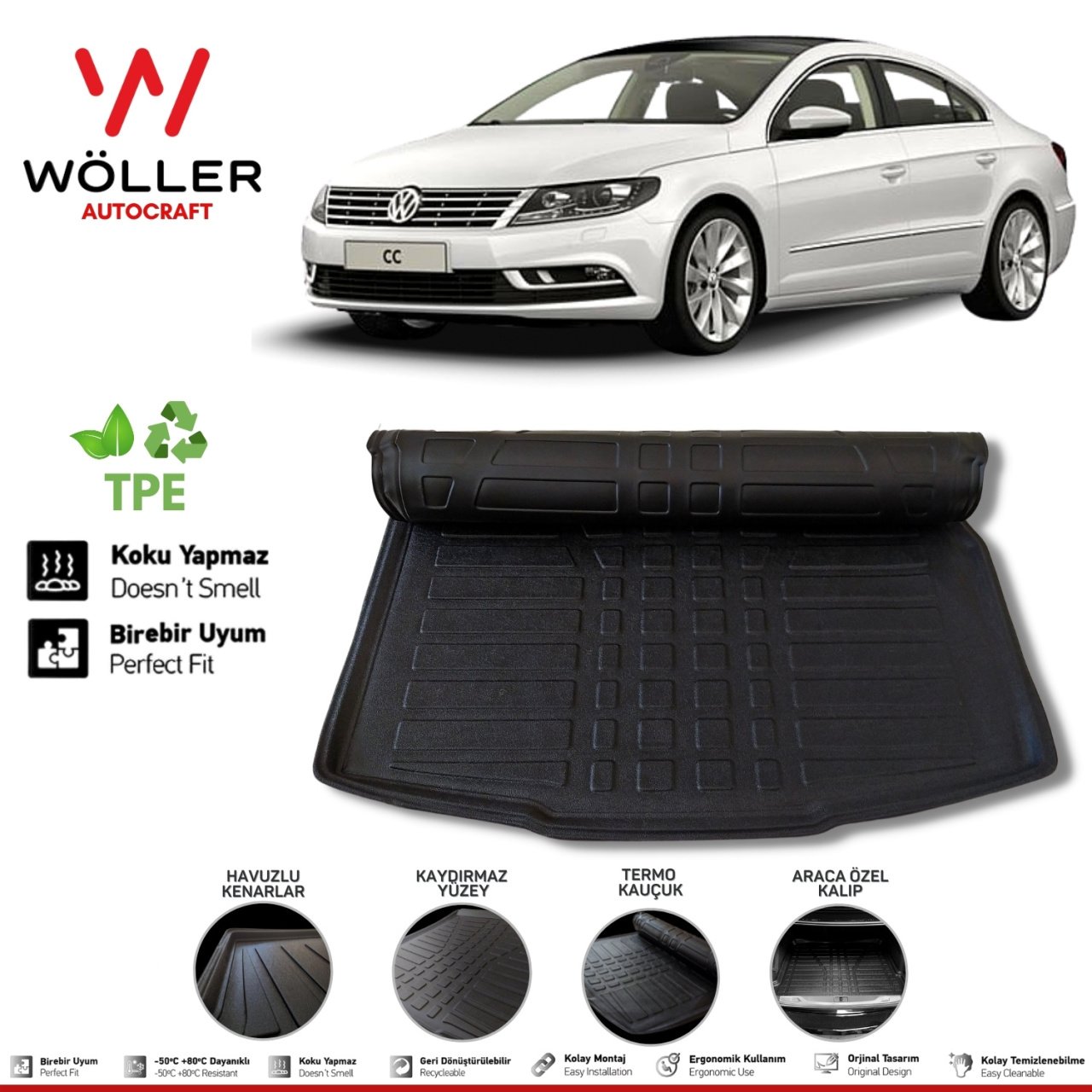 Volkswagen Passat CC Bagaj Havuzu 2008 Sonrası 3D Wöller Ultraflex Esnek