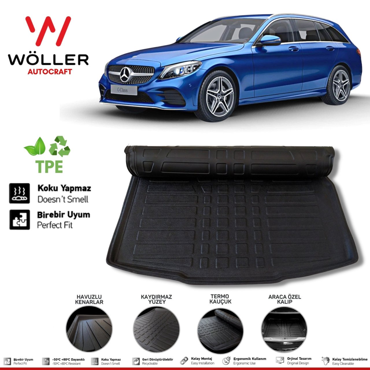 Mercedes C Estate Bagaj Havuzu W205 2015 2021 Arası 3D Wöller Ultraflex Esnek