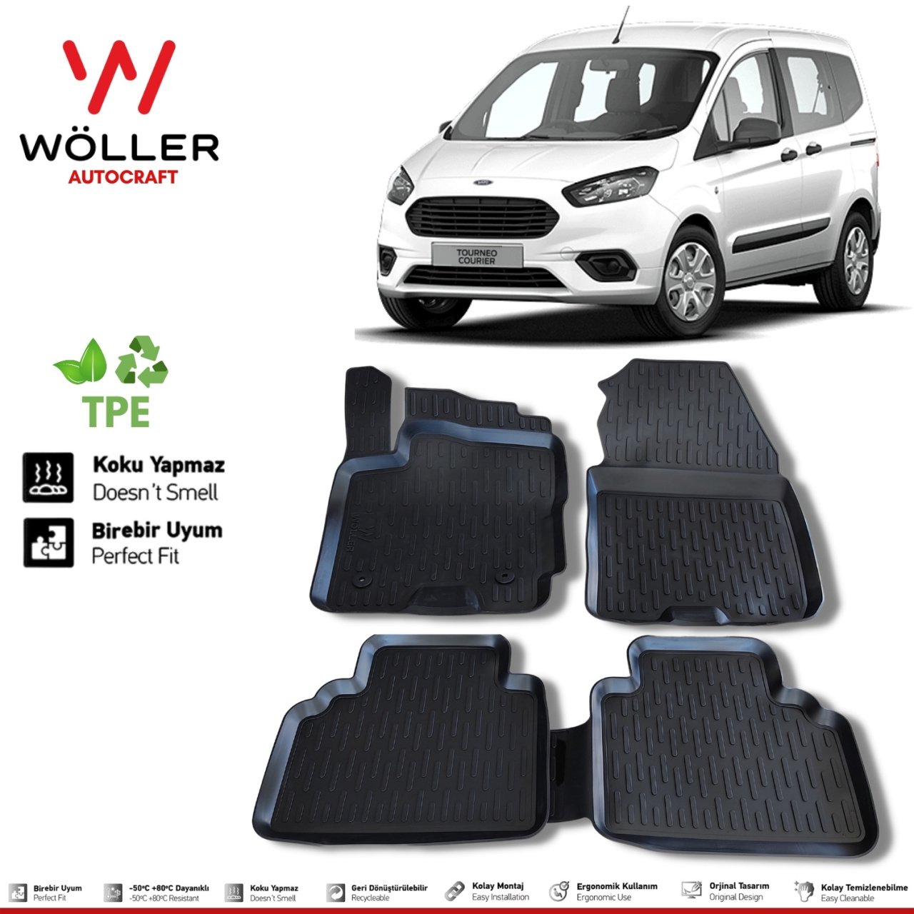 Ford Courier Paspas 2014 2022 Arası 3d Havuzlu Wöller Paspas