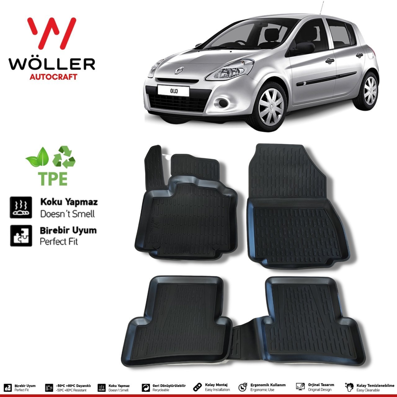 Renault Clio 3 Paspas 2005 2012 Arası 3d Havuzlu Wöller Paspas