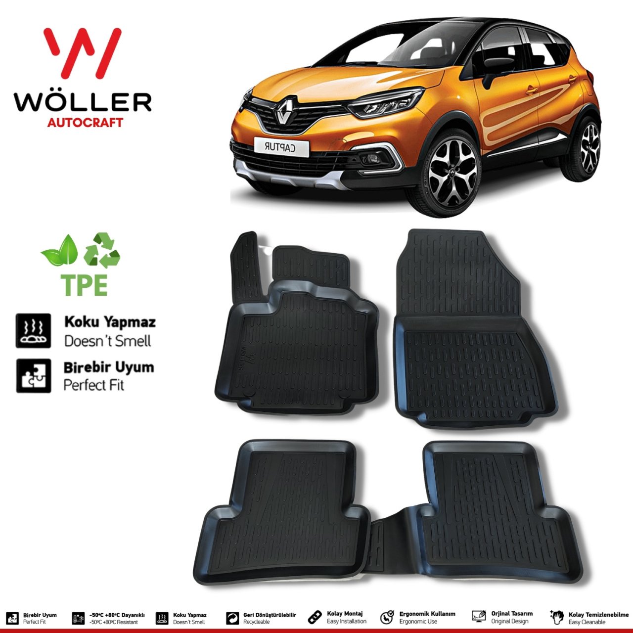 Renault Captur Paspas 2013 2019 Arası 3d Havuzlu Wöller Paspas