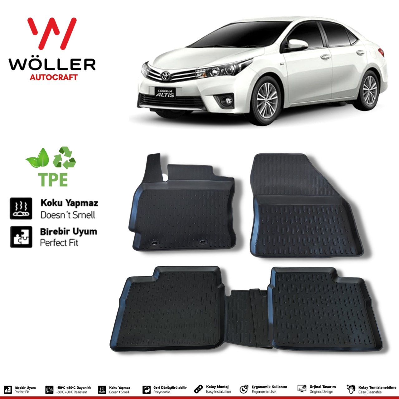 Toyota Corolla Paspas 2013 2018 Arası 3d Havuzlu Wöller Paspas