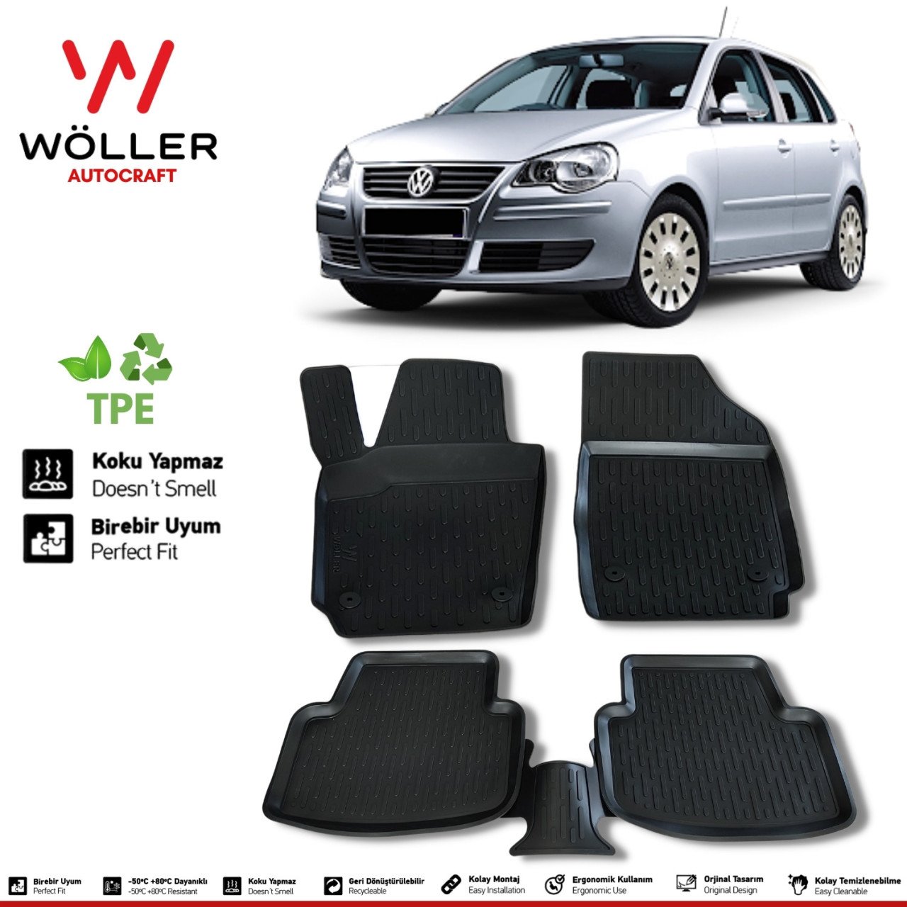 Volkswagen Polo Paspas 2002 2009 Arası 3d Havuzlu Wöller Paspas