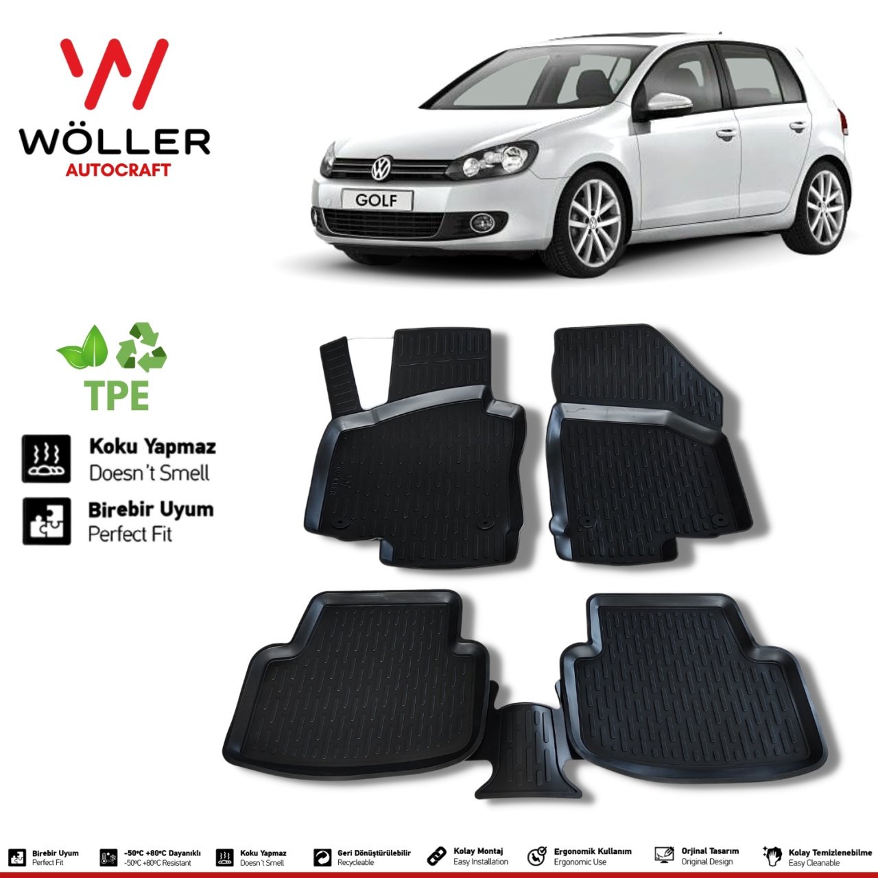 Volkswagen Golf 6 Paspas 2008 2012 Arası 3d Havuzlu Wöller Paspas