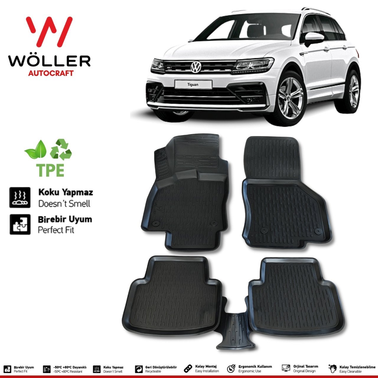 Volkswagen Tiguan Paspas 2016 2023 Arası 3d Havuzlu Wöller Paspas
