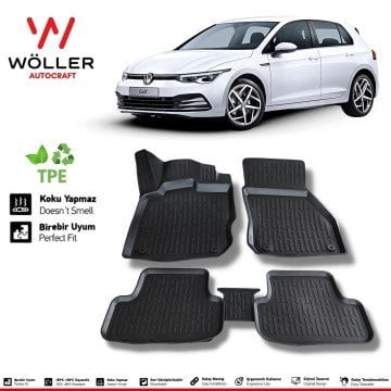 Volkswagen Golf 8 Paspas 2021 Sonrası E TSİ Otomatik ve Manuel Araçlara Uyumlu 3d Havuzlu Wöller Paspas