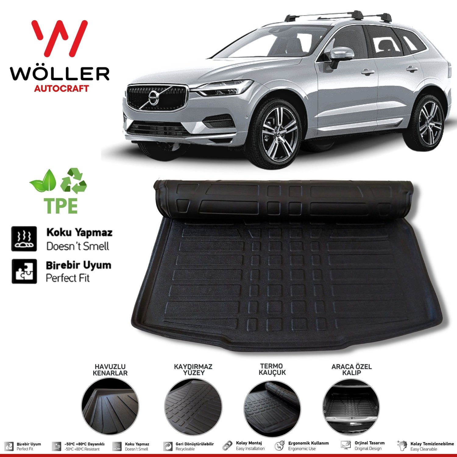 Volvo XC60 Bagaj Havuzu 2017 Sonrası 3D Wöller Ultraflex Esnek