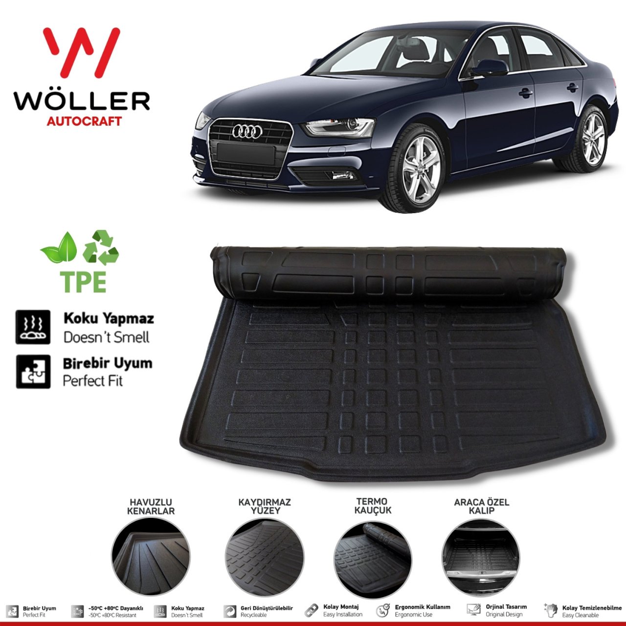 Audi A4 Bagaj Havuzu 2008 2015 Aras 3D Wöller Ultraflex Esnek