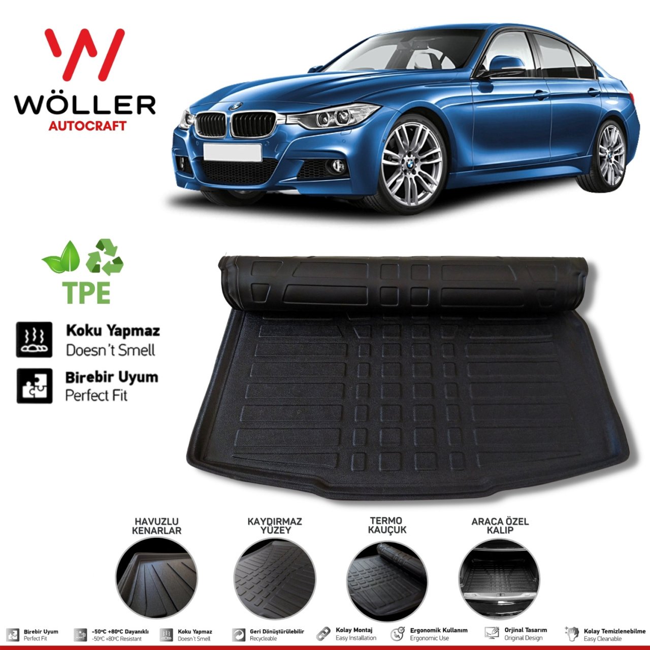 Bmw 3 Serisi F30 Bagaj Havuzu 2012 2019 Aras 3D Wöller Ultraflex Esnek