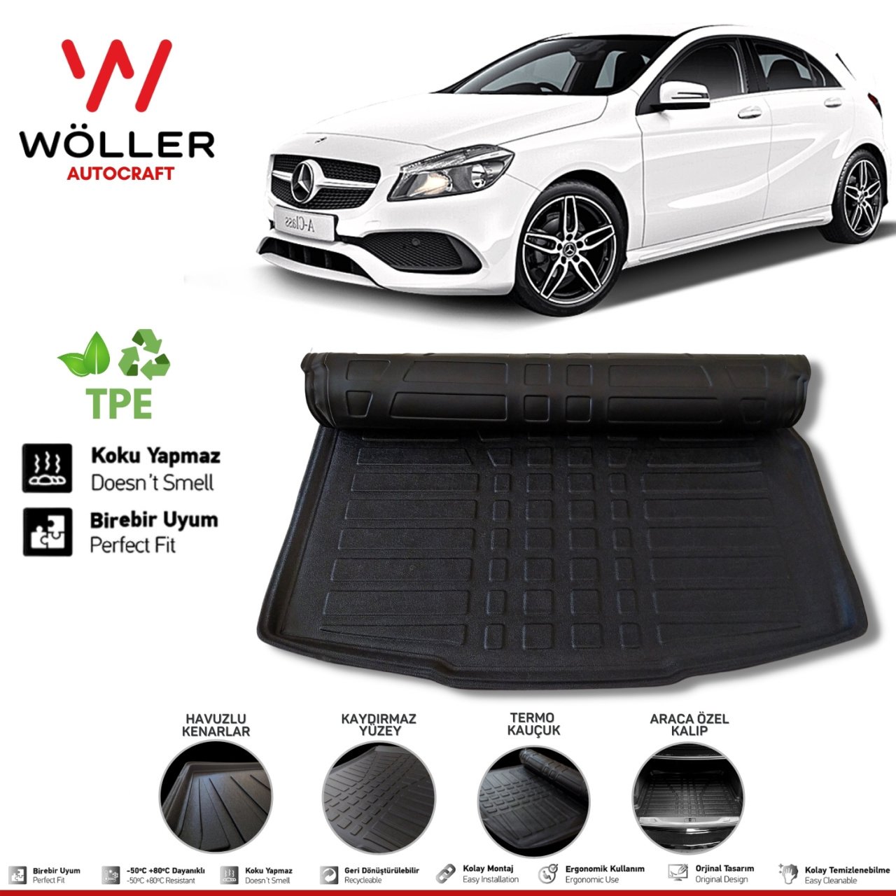 Mercedes A Serisi Hatchback Bagaj Havuzu W176 2012 2018 Arası 3D Wöller Ultraflex Esnek