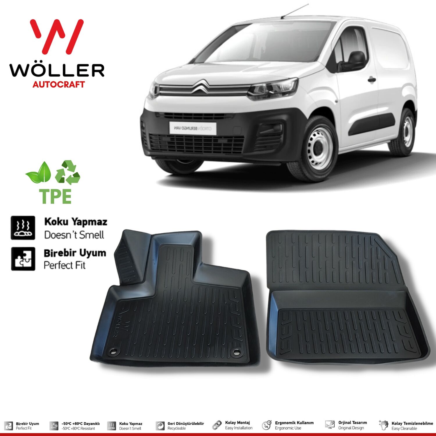 Citroen Berlingo Panelvan Paspas 2019 Sonrası 3d Havuzlu Wöller Paspas