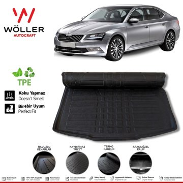 Skoda Superb Bagaj Havuzu 2015 2022 Arası 3D Wöller Ultraflex Esnek