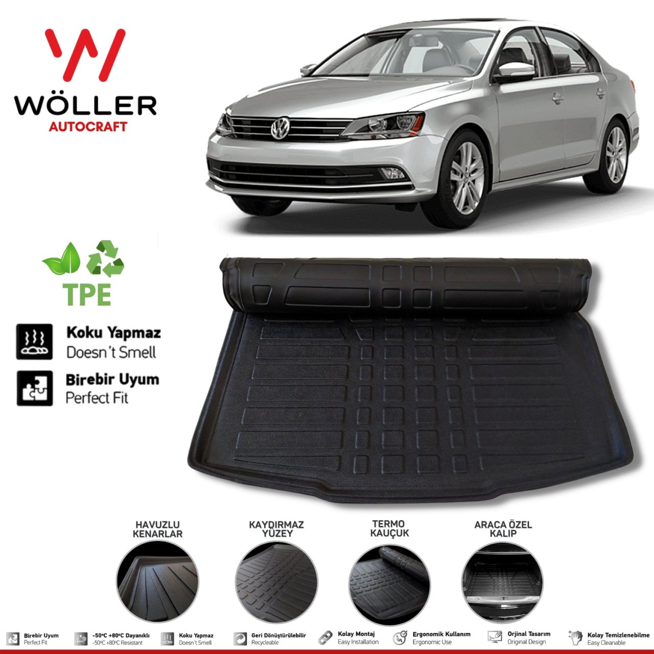 Volkswagen Jetta Bagaj Havuzu 2011 2019 Aras 3D Wöller Ultraflex Esnek