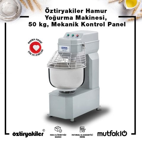 Öztiryakiler Hamur Yoğurma Makinesi, 50 kg, Mekanik Kontrol Panel,6644