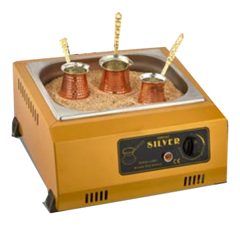 Silverinox Set Üstü 3 Cezveli Kumda Kahve Makinesi, Gold