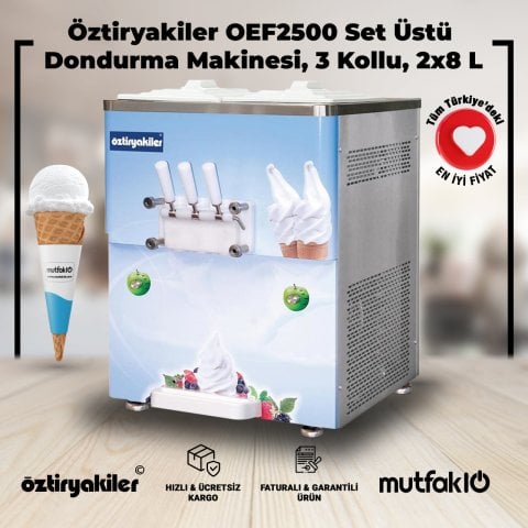 Öztiryakiler OEF2500 Set Üstü Dondurma Makinesi, 3 Kollu, 2x8 L,6644