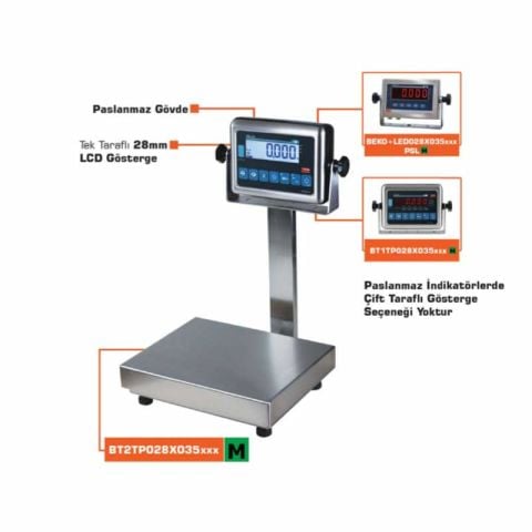 Tem Eko 28X35 Paslanmaz Kefeli Tartım Terazi 120 Kg